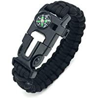 Pulsera de supervivencia al aire libre Multifunción Kit de supervivencia con pedernal- brújula- silbato y hebilla de…